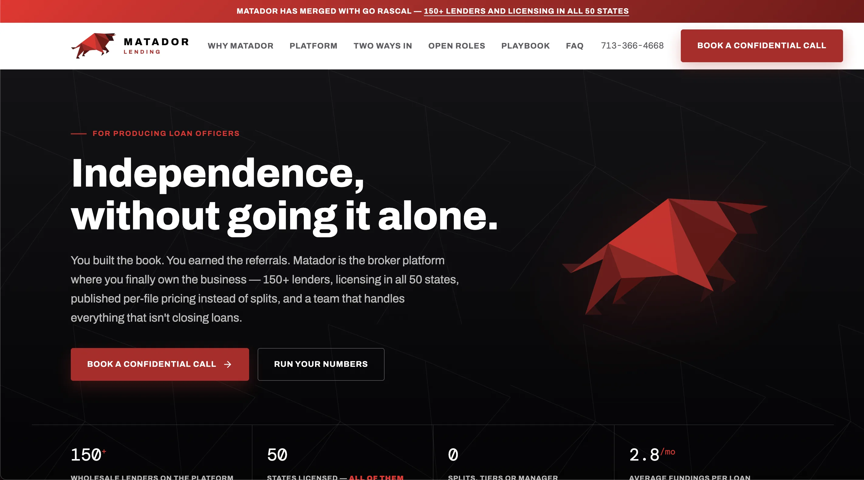 Screenshot of Join Matador